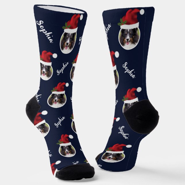 Weihnachtsmannmütze mit benutzerdefiniertem Foto u Socken (Gewinkelt)
