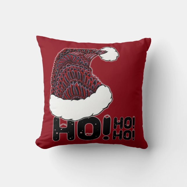 Weihnachtsmannmütze mit Text Kissen (Vorderseite)