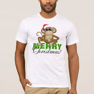 Weihnachtsmannmütze Monkey - "Frohe Weihnachten" W T-Shirt