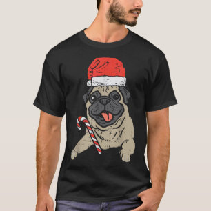 Weihnachtsmannmütze Mops Hund Weihnachten T-Shirt