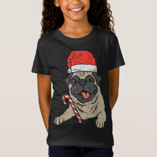 Weihnachtsmannmütze Mops Hund Weihnachten T-Shirt