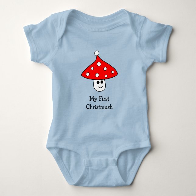 Weihnachtsmannmütze Mushroom Baby Bodysuit Strampler (Vorderseite)