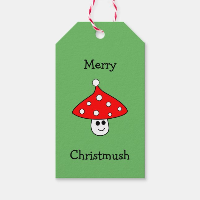 Weihnachtsmannmütze Mushroom Gift Tags Geschenkanhänger (Vorderseite)
