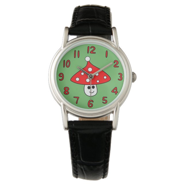 Weihnachtsmannmütze Mushroom Watch (Erwachsene) Armbanduhr (Vorderseite)