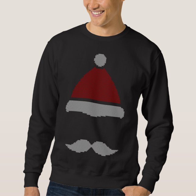 Weihnachtsmannmütze Mustache Ugly Christmas Sweatshirt (Vorderseite)