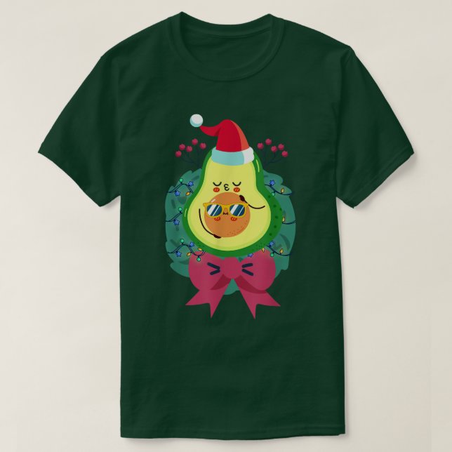 Weihnachtsmannmütze Niedlich Avocado Tropischer So T-Shirt (Design vorne)