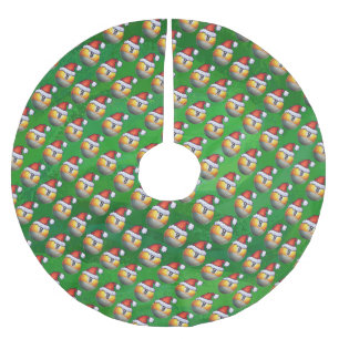 Weihnachtsmannmütze Nine Ball Pattern auf Grün Polyester Weihnachtsbaumdecke