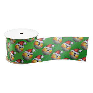 Weihnachtsmannmütze Nine Ball Pattern auf Grün Satinband
