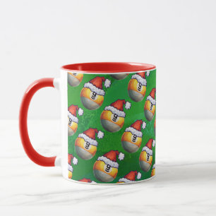 Weihnachtsmannmütze Nine Ball Pattern auf Grün Tasse