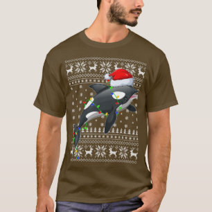 Weihnachtsmannmütze Orca Fisch Xmas Lighting Ugly T-Shirt