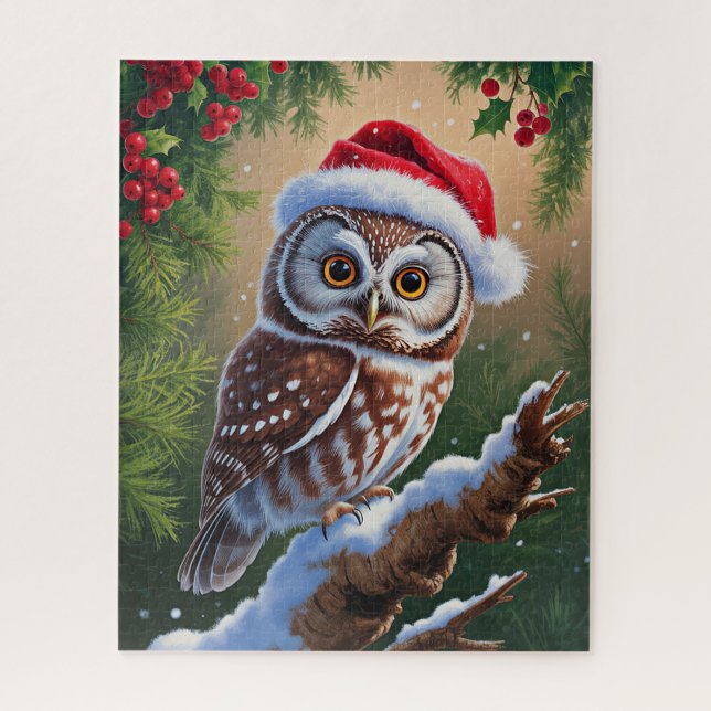 Weihnachtsmannmütze Owl Puzzle (Vertikal)