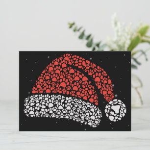 Weihnachtsmannmütze Paw Print Weihnachtshund Lover Feiertagskarte