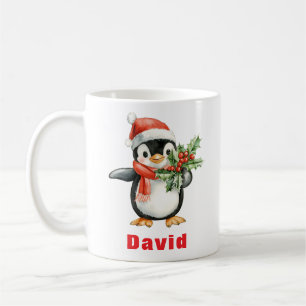 Weihnachtsmannmütze Penguin Holding Christmas Holl Kaffeetasse