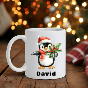 Weihnachtsmannmütze Penguin Holding Christmas Holl Kaffeetasse