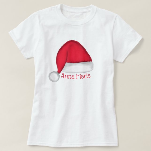 WEIHNACHTSMANNMÜTZE PERSONALISIERT T SHIRT (Design vorne)