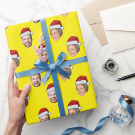 Weihnachtsmannmütze Personalisiertes Gesicht 2 Fot Geschenkpapier
