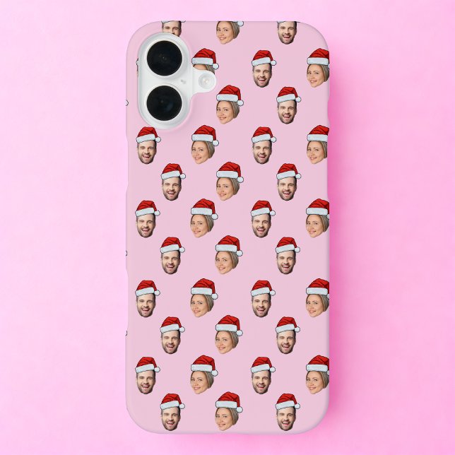 Weihnachtsmannmütze Personalisiertes Gesicht 2 Fot iPhone Hülle (Von Creator hochgeladen)
