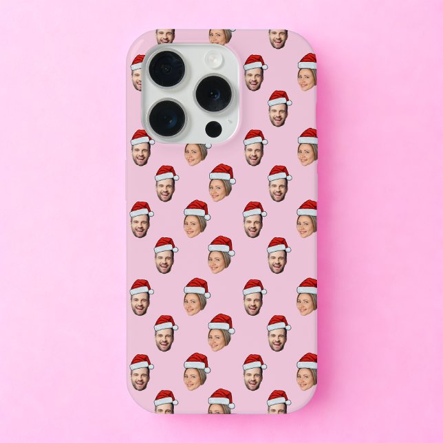 Weihnachtsmannmütze Personalisiertes Gesicht 2 Fot iPhone Hülle (Von Creator hochgeladen)
