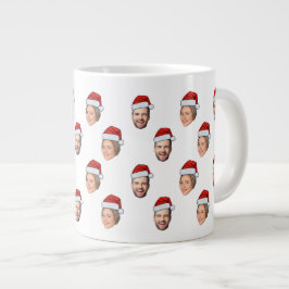 Weihnachtsmannmütze Personalisiertes Gesicht 2 Fot Jumbo-Tasse