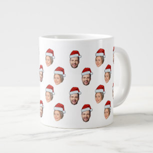Weihnachtsmannmütze Personalisiertes Gesicht 2 Fot Jumbo-Tasse
