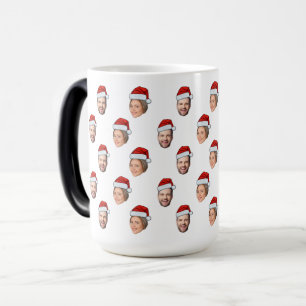 Weihnachtsmannmütze Personalisiertes Gesicht 2 Fot Verwandlungstasse