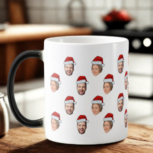 Weihnachtsmannmütze Personalisiertes Gesicht 2 Fot Verwandlungstasse