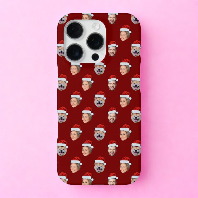 Weihnachtsmannmütze Personalisiertes Gesicht 3 Fot iPhone Hülle (Von Creator hochgeladen)