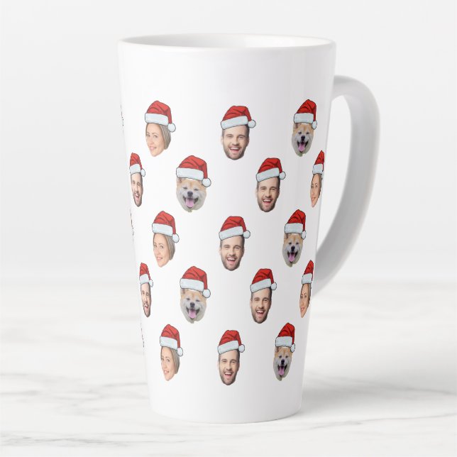 Weihnachtsmannmütze Personalisiertes Gesicht 3 Fot Milchtasse (Rechte Ecke)