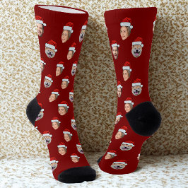 Weihnachtsmannmütze Personalisiertes Gesicht 3 Fot Socken