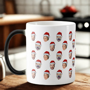 Weihnachtsmannmütze Personalisiertes Gesicht 3 Fot Verwandlungstasse