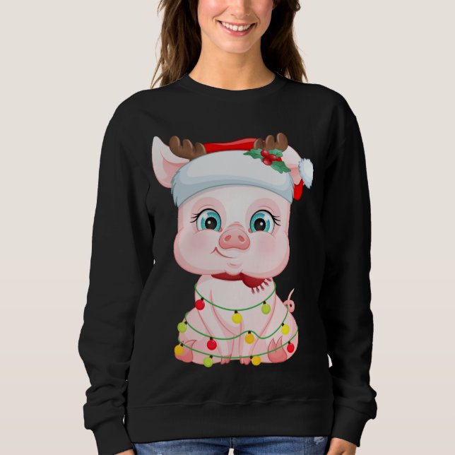 Weihnachtsmannmütze Pig Christmas Pig Liebhaber Pa Sweatshirt (Vorderseite)