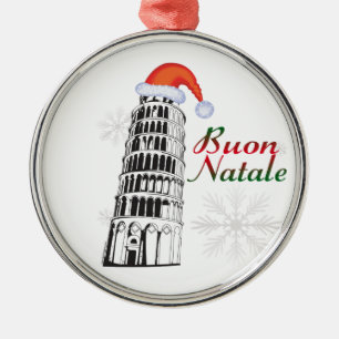 Weihnachtsmannmütze Pisa Buon Natale Silbernes Ornament