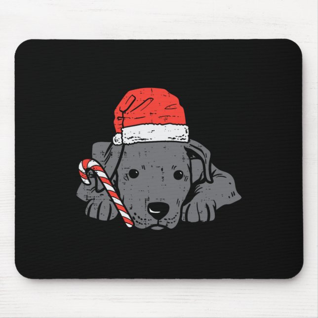 Weihnachtsmannmütze Pitbuli Pit Hund Weihnachtsfra Mousepad (Vorne)
