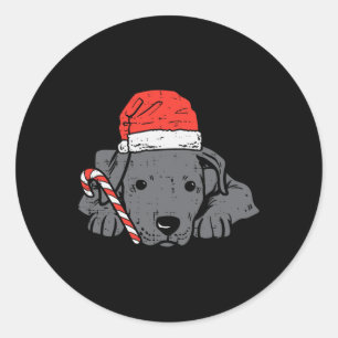 Weihnachtsmannmütze Pitbuli Pit Hund Weihnachtsfra Runder Aufkleber