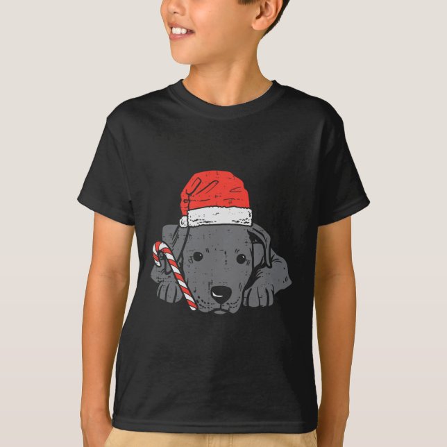Weihnachtsmannmütze Pitbuli Pit Hund Weihnachtsfra T-Shirt (Vorderseite)