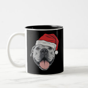 Weihnachtsmannmütze Pitbull Pit Weihnachten Xmas H Zweifarbige Tasse