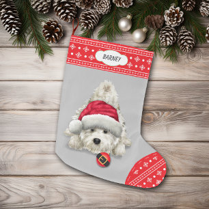 Weihnachtsmannmütze Playful Westie Snowflake Borde Großer Weihnachtsstrumpf