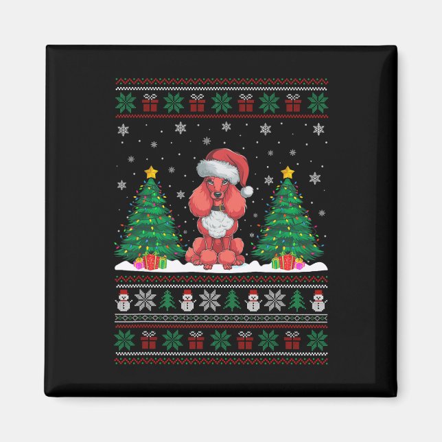 Weihnachtsmannmütze Poodle Hund Weihnachtsbaum Lic Magnet (Vorne)