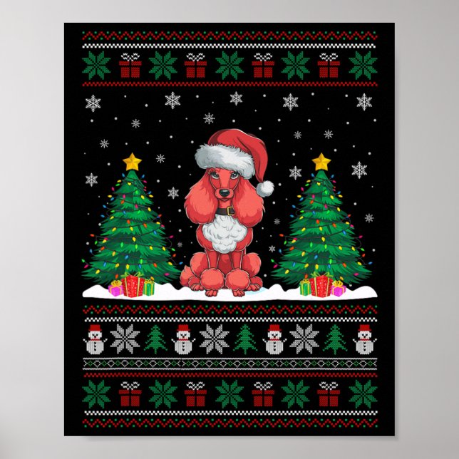 Weihnachtsmannmütze Poodle Hund Weihnachtsbaum Lic Poster (Vorne)