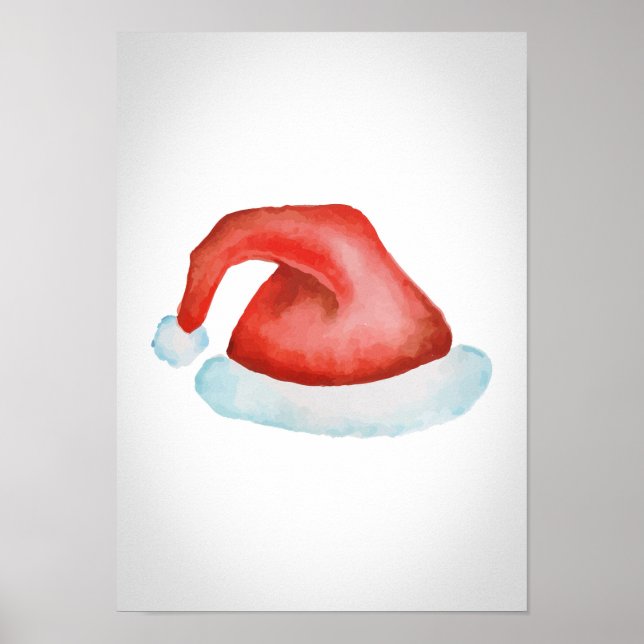 Weihnachtsmannmütze Poster - Aquarellgestaltung (Vorne)