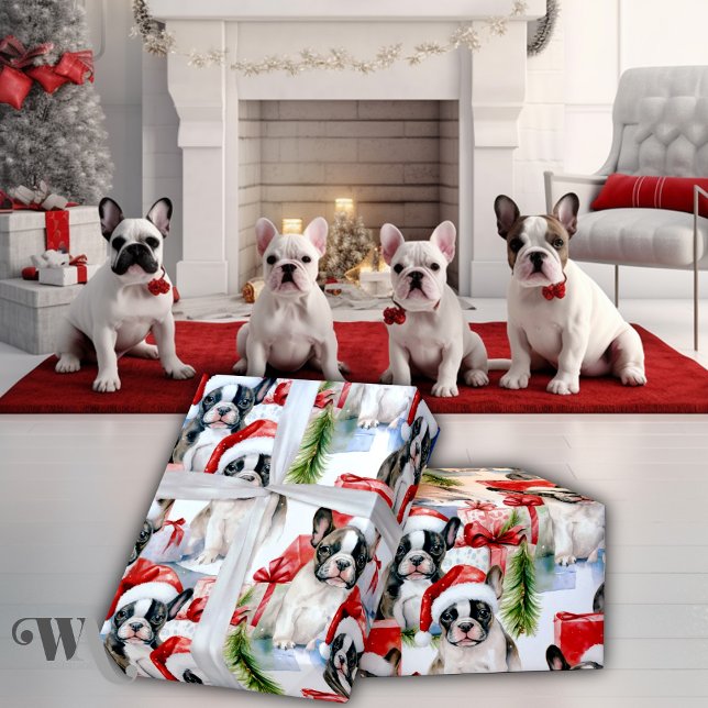 Weihnachtsmannmütze Pups Frenchie Gift Geschenkpapier (Von Creator hochgeladen)