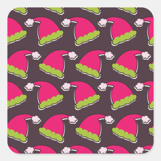 Weihnachtsmannmütze Quadratischer Aufkleber (Vorderseite)