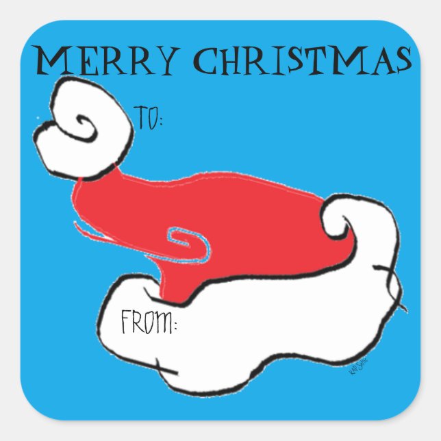 Weihnachtsmannmütze Quadratischer Aufkleber (Vorderseite)