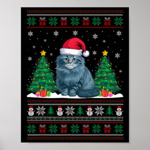 Weihnachtsmannmütze Ragdoll Katze Weihnachtsbaum L Poster