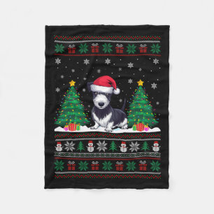 Weihnachtsmannmütze Rat Terrier Dog Weihnachtsbaum Fleecedecke