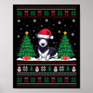 Weihnachtsmannmütze Rat Terrier Dog Weihnachtsbaum Poster