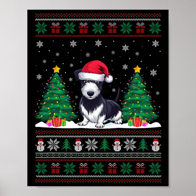 Weihnachtsmannmütze Rat Terrier Dog Weihnachtsbaum Poster (Vorne)