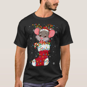 Weihnachtsmannmütze Ratte Tier in Socken Xmas Tret T-Shirt