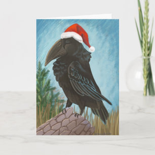 Weihnachtsmannmütze Raven Feiertagskarte
