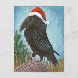 Weihnachtsmannmütze Raven Feiertagspostkarte